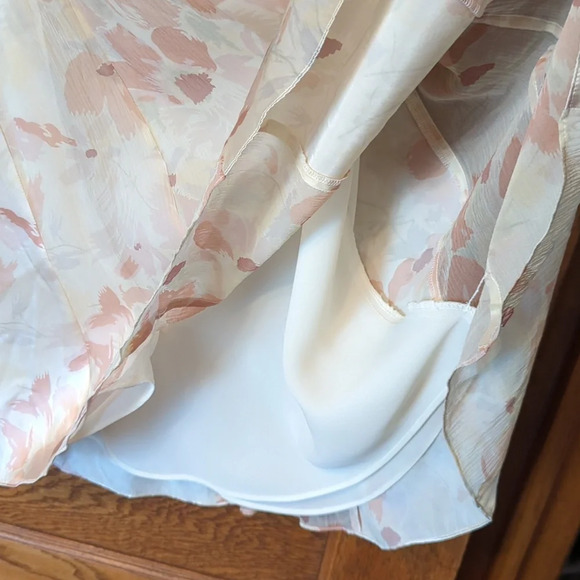 NWT Ann Taylor 100% Silk Pastel Floral Print Sheer Lined Midi Sleeveless Dress - Picture 4 of 8